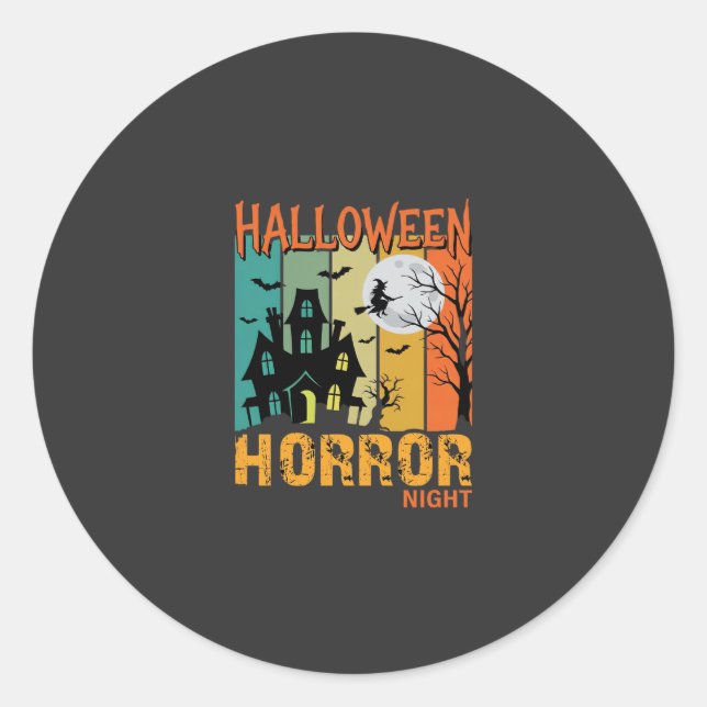 Halloween Horror Night Haunted House Vector_1 Classic Round Sticker (Front)
