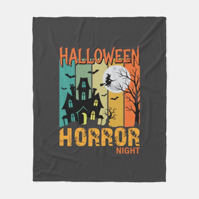 Halloween Horror Night Haunted House Vector_1 Fleece Blanket (Front)
