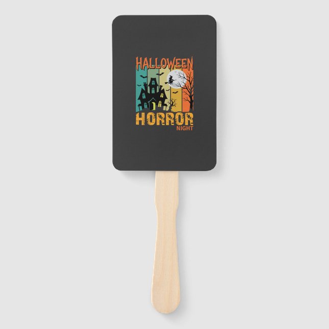Halloween Horror Night Haunted House Vector_1 Hand Fan (Front)