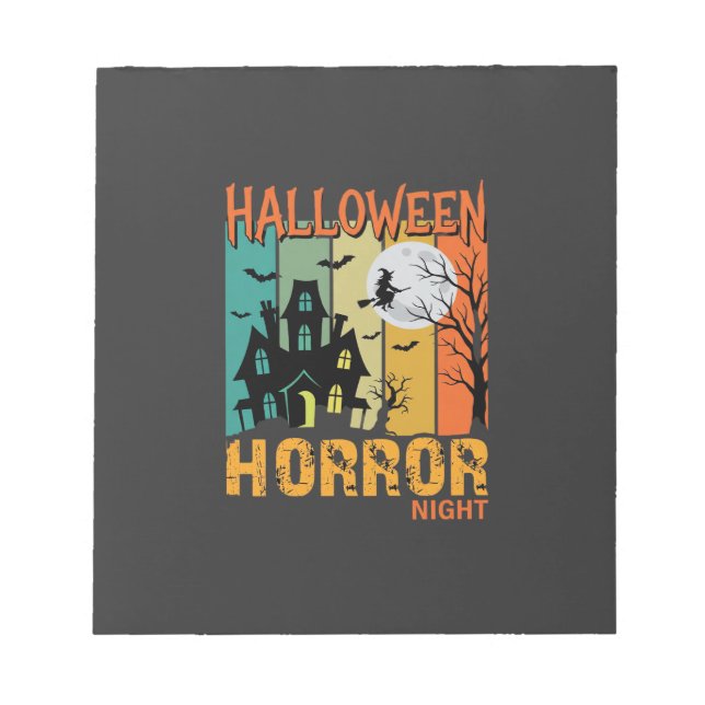 Halloween Horror Night Haunted House Vector_1 Notepad (Front)