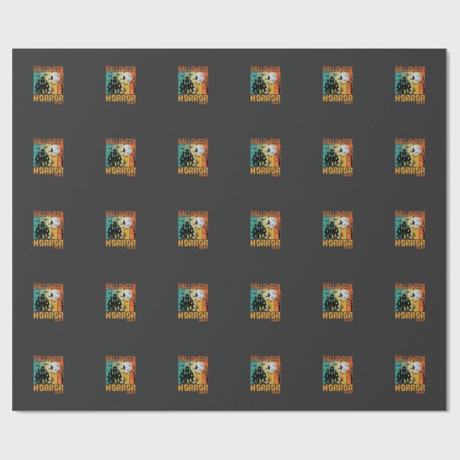 Halloween Horror Night Haunted House Vector_1 Wrapping Paper (Flat)