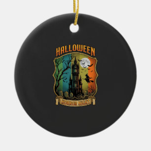 Halloween Horror Night Haunted House Witch Full Mo Ceramic Ornament