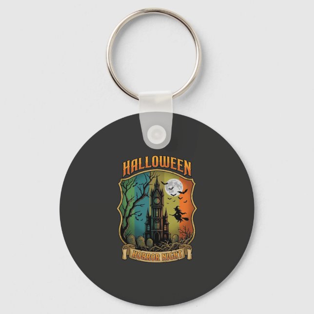 Halloween Horror Night Haunted House Witch Full Mo Keychain (Front)