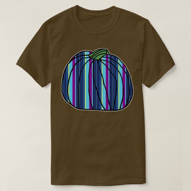 Halloween Horror Pumpkin Mostly Blue Stripes T-Shirt (Design Front)