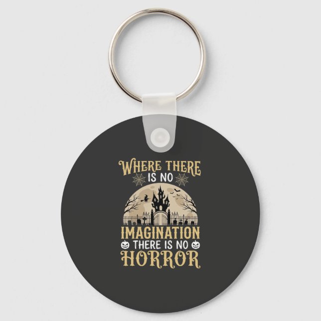 Halloween Horror Quote Haunted Castle Imagination Keychain (Front)