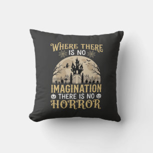 Halloween Horror Quote Haunted Castle Imagination Throw Pillow