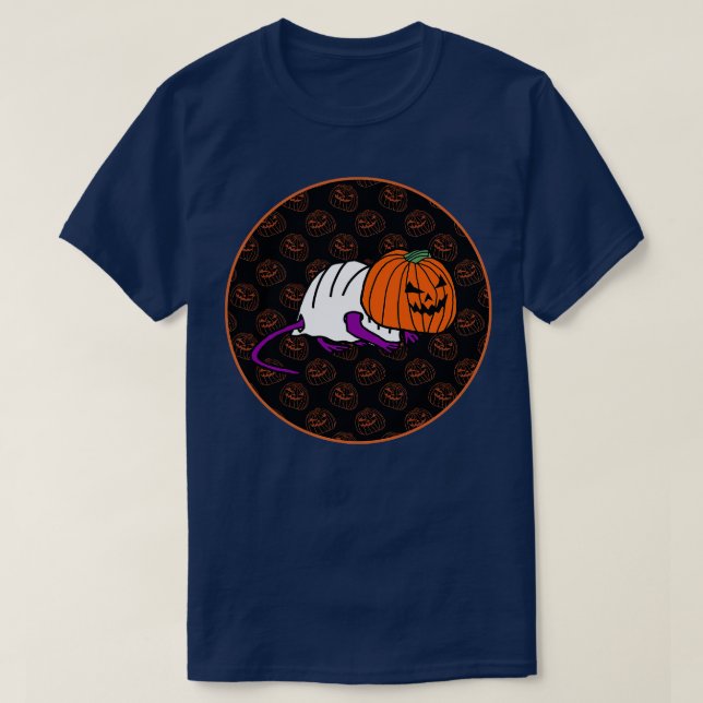 Halloween Horror Rat Dark Round T-Shirt (Design Front)
