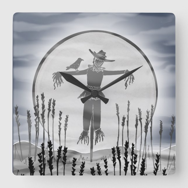 Halloween Horror Scarecrow Acrylic Wall Clock (Front)