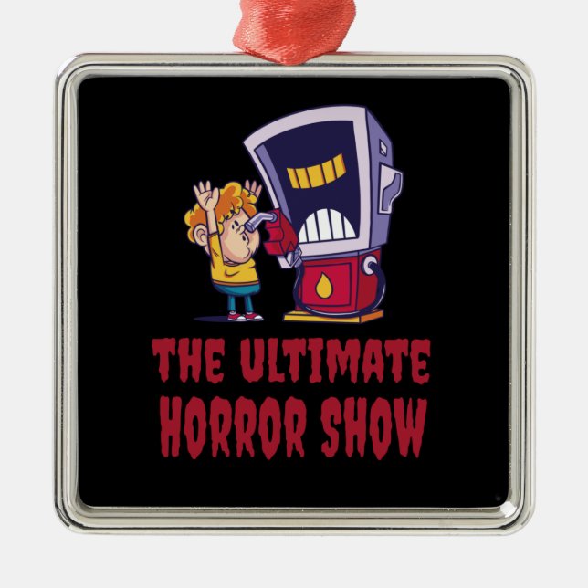 Halloween - Horror Show at Gas Station Metal Ornament (Front)