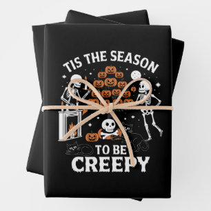 Halloween Horror Tis The Season To Be Creepy Wrapping Paper Sheet
