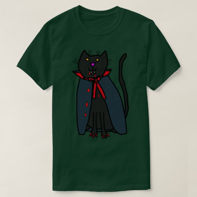 Halloween Horror Vampire Cat T-Shirt (Design Front)
