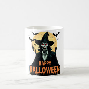 Halloween Horror Witch with Red Eyes Coffee Mug