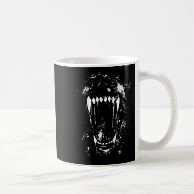 Halloween Horror Wolf Dog Vampire Monster Teeth Coffee Mug (Right)