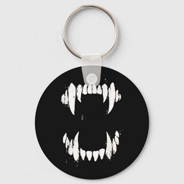Halloween Horror Wolf Dog Vampire Monster Teeth Keychain (Front)