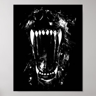 Halloween Horror Wolf Dog Vampire Monster Teeth Poster
