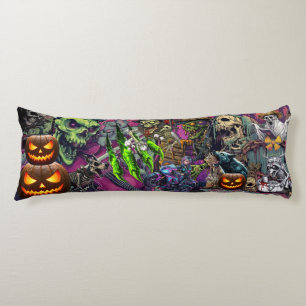 Halloween Horror Zombie Collage & Jack-O'-Lantern Body Pillow