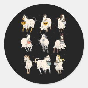 Halloween Horse Ghost Boo Pumpkin Costume For Men Classic Round Sticker