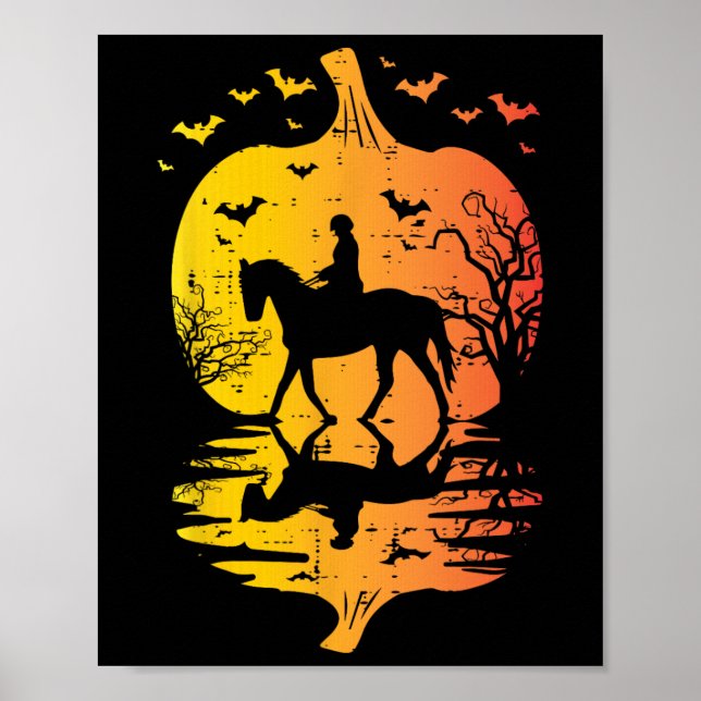 Halloween Horse Silhouette Pumpkin Vintage Costume Poster (Front)