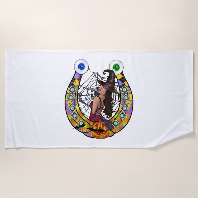 Halloween Horseshoe Beach Towel (Front)