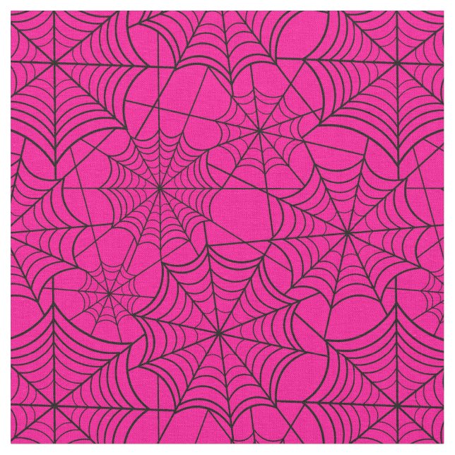 halloween hot pink spider web fabric (Close Up)