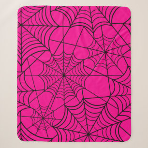 halloween hot pink spider web sherpa blanket