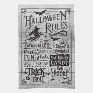 Halloween House1 Rules Poster Kitchen Towels