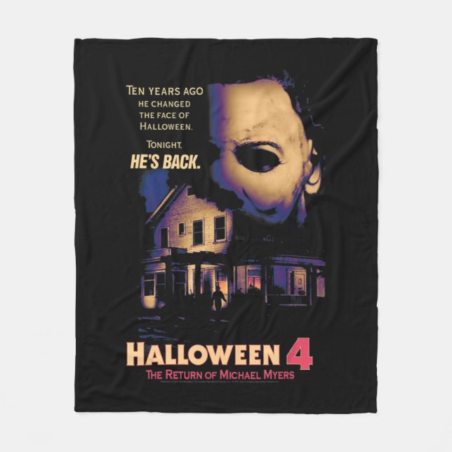 Halloween  House and Mask  Fleece Blanket (Front)