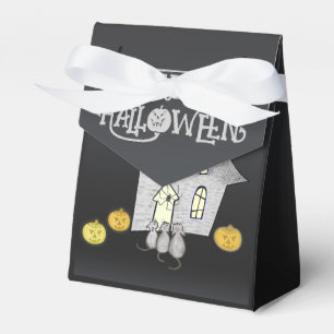 Halloween House, Black Cats, Bats, Pumpkins Favor Box