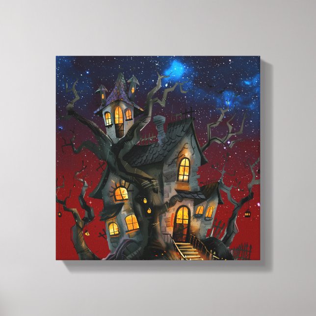 halloween house canvas print (Front)