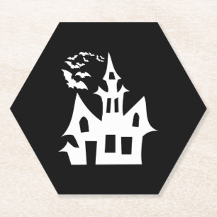 halloween house paper coaster