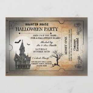 Halloween House Party Invite Horror Spooky Ticket