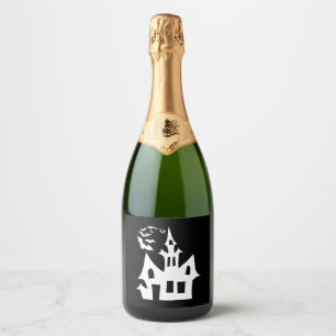 halloween house sparkling wine label
