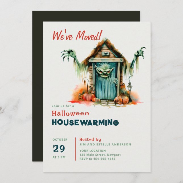 Halloween House Warming Monster Home Digs Funny Invitation (Front/Back)