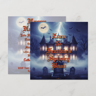 Halloween House With Frankie, Dark Blue Invitation