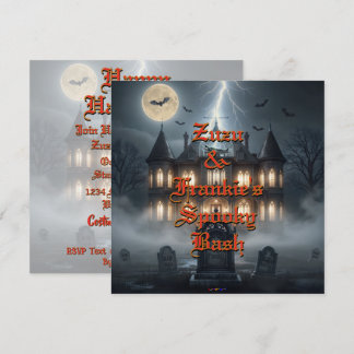 Halloween House With Frankie, Dark Grey Invitation