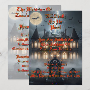 Halloween House With Frankie, Dark Grey Invitation