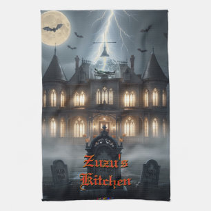 Halloween House With Frankie, Dark Grey Kitchen Towel