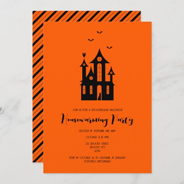 Halloween Housewarming Party Haunted House Modern  Invitation (Front/Back)