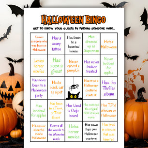 Halloween Human Bingo Ice Breaker Game Card