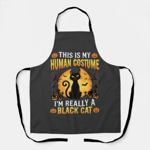Halloween Human Costume Black Cat Graveyard Apron