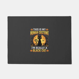 Halloween Human Costume Black Cat Graveyard Doormat