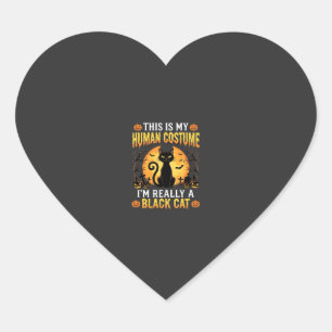 Halloween Human Costume Black Cat Graveyard Heart Sticker