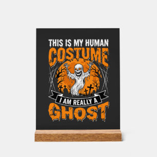 Halloween Human Costume Ghost Skeleton Graphic Acrylic Sign