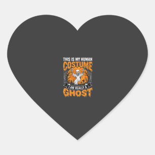 Halloween Human Costume Ghost Skeleton Graphic Heart Sticker