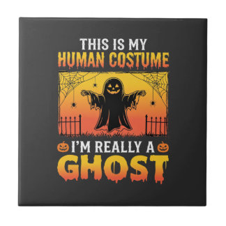 Halloween Human Costume Ghost Vintage Tile