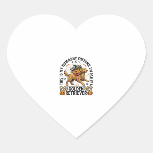 Halloween Human Costume Golden Retriever Pumpkin W Heart Sticker