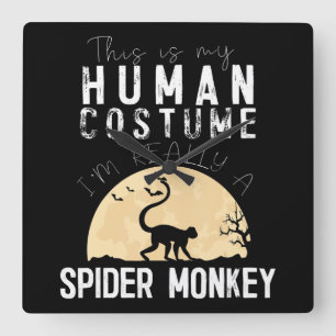 Halloween Human Spider Monkey Creepy Horror Square Wall Clock