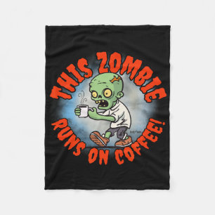 Halloween Humour Coffee Addict Zombie Frit-tees  Fleece Blanket