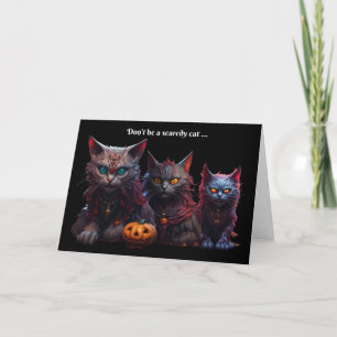 Halloween Humourous Scary Cat Vampires with Glowin Card