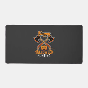 Halloween Hunting Crossed Axes Jack O Lantern Desk Mat